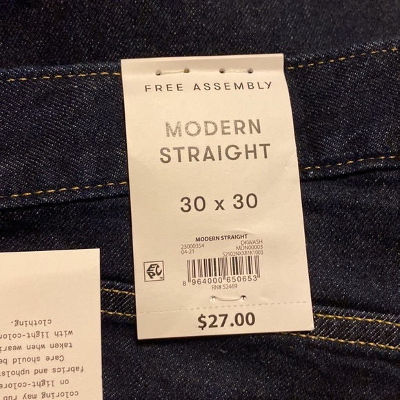 New 30x30 Free Assembly Men's Straight Denim - Picture 7 of 8